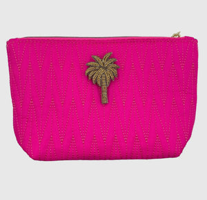 Bright Pink Palm Tree Make Up Bag