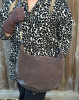 Dark Brown Suede Large Shoulder/ Crossbody Bag