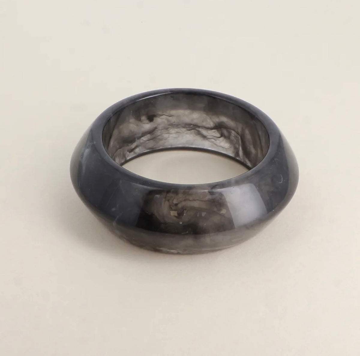 Grey/ Black Mix Chunky Shaped Resin Bangle