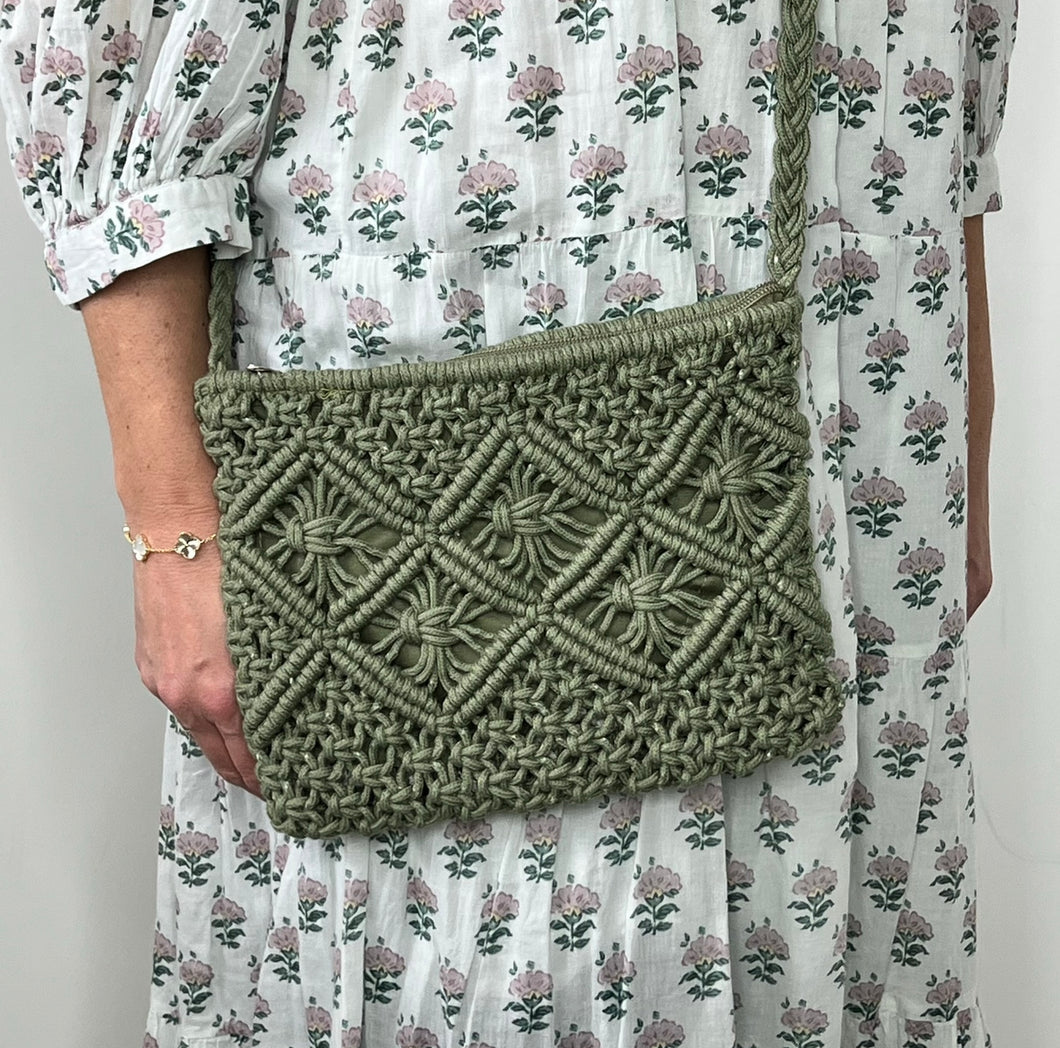 Sage Crochet Crossbody Bag