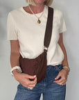 Dark Brown Quilted Crossbody Bag
