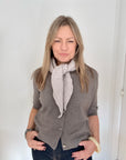 Beige Knitted Mid-Length Triangle Scarf/ Necktie