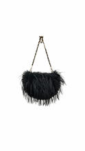 Carregar imagem no visualizador da galeria, Black Pom Pom Faux Fur Clutch/ Crossbody Bag
