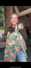 Load image into Gallery viewer, Preorder for delivery w/c 11/11 - Green Camo Scarf with Pink &amp; Orange Stars
