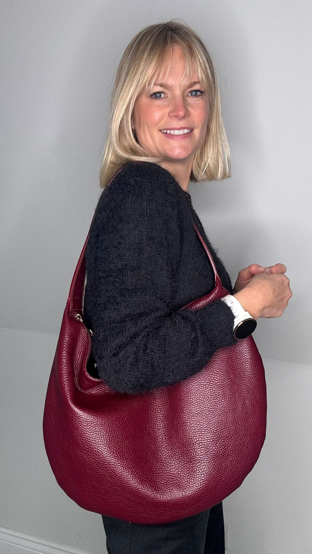 Burgundy Slouchy Tote Bag