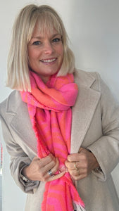 Bright Pink & Orange Blanket Scarf