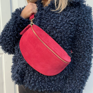 Suede Large Red Crossbody/ Waist Bag