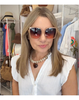 Beige Square Framed Oversized Sunglasses
