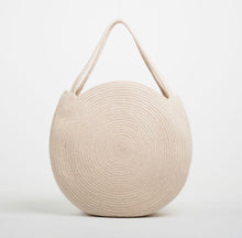 Cargar imagen en el visor de la galería, Large Ecru Round Cotton Tote Bag

