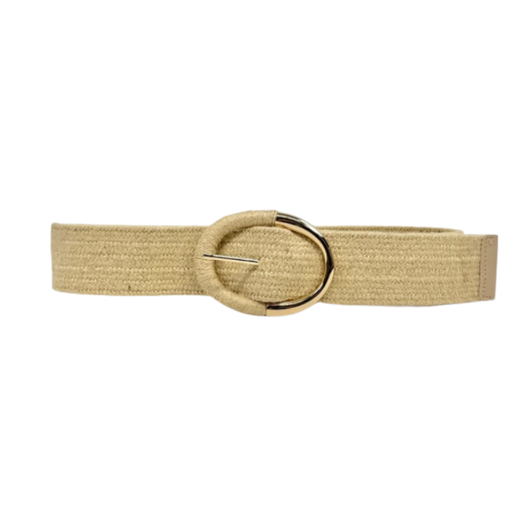 Stone Wide Linen Stretch Belt