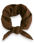 Brown knitted triangle scarf on a white background