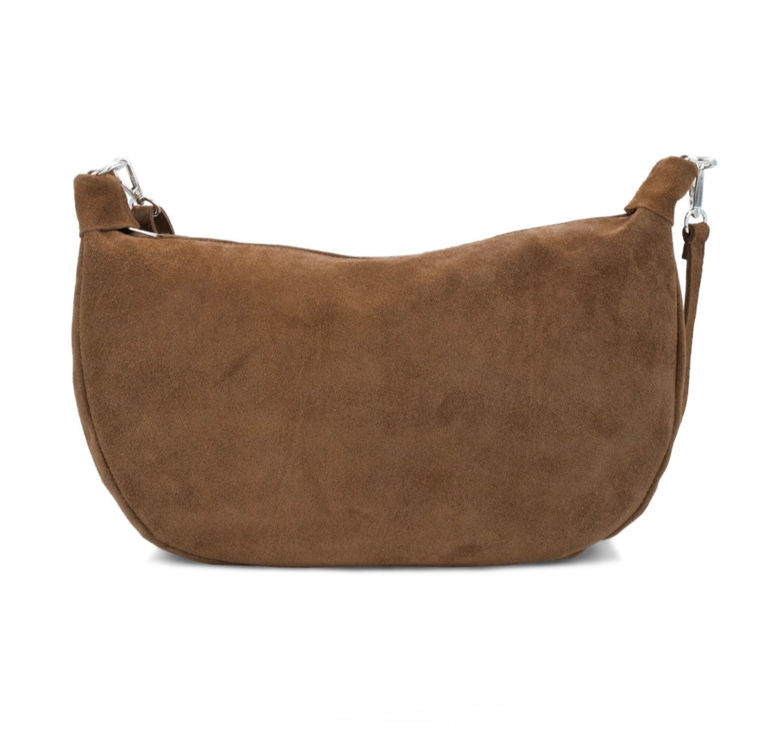 Brown suede crossbody handbag ladies