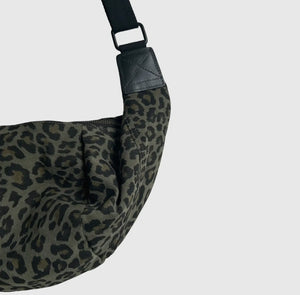 Khaki Leopard Print Large Crossbody Bum Bag