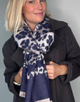 Preorder for Dispatch w/c 13/10 - Navy Mix Animal Print Blanket Scarf