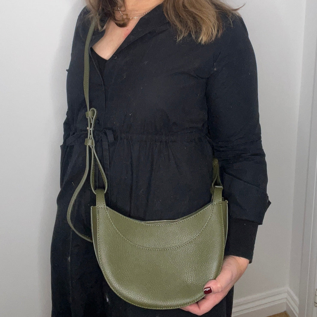 Khaki Leather Crossbody Bag