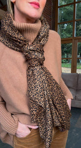 Tan Small Animal Print Scarf