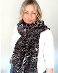 Grey Mix Animal Print Midweight Scarf