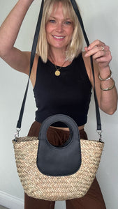 Preorder for dispatch w/c 19/05 - Black & Straw Handheld/ Crossbody Bag