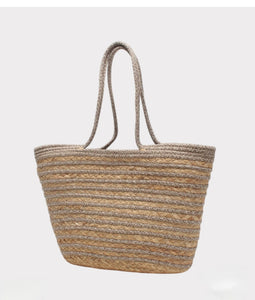 Taupe Cotton Tote/ Beach Bag