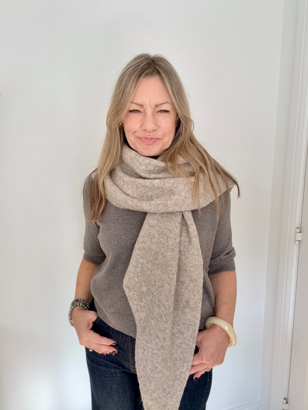 Taupe Plain Large Triangle Scarf