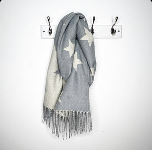 Grey Reversible Star Scarf