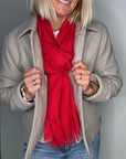 Scarlet Red Plain Lightweight Scarf