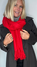 Load image into Gallery viewer, Bright Red Plain Blanket Scarf
