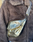 Gold & Cream Stripe Bag Strap - Silver Hardware