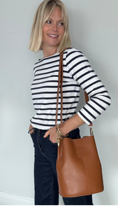 Dark Tan Leather Bucket Bag