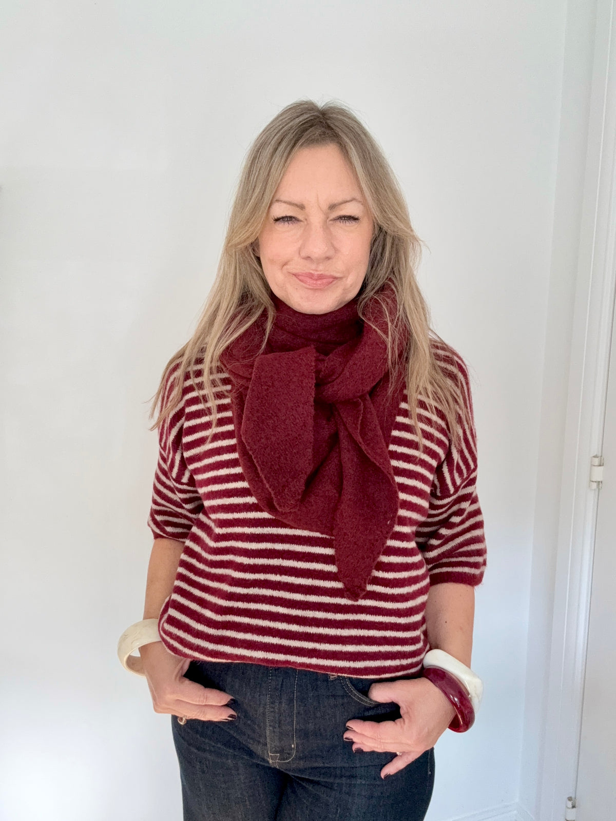 Burgundy Plain Large Triangle Scarf