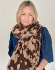 Cow Print Brown & Taupe Scarf