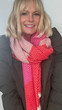 Carregar imagem no visualizador da galeria, Preorder for dispatch w/c 30/9 - Red &amp; Pink Mix Stripe Blanket Scarf
