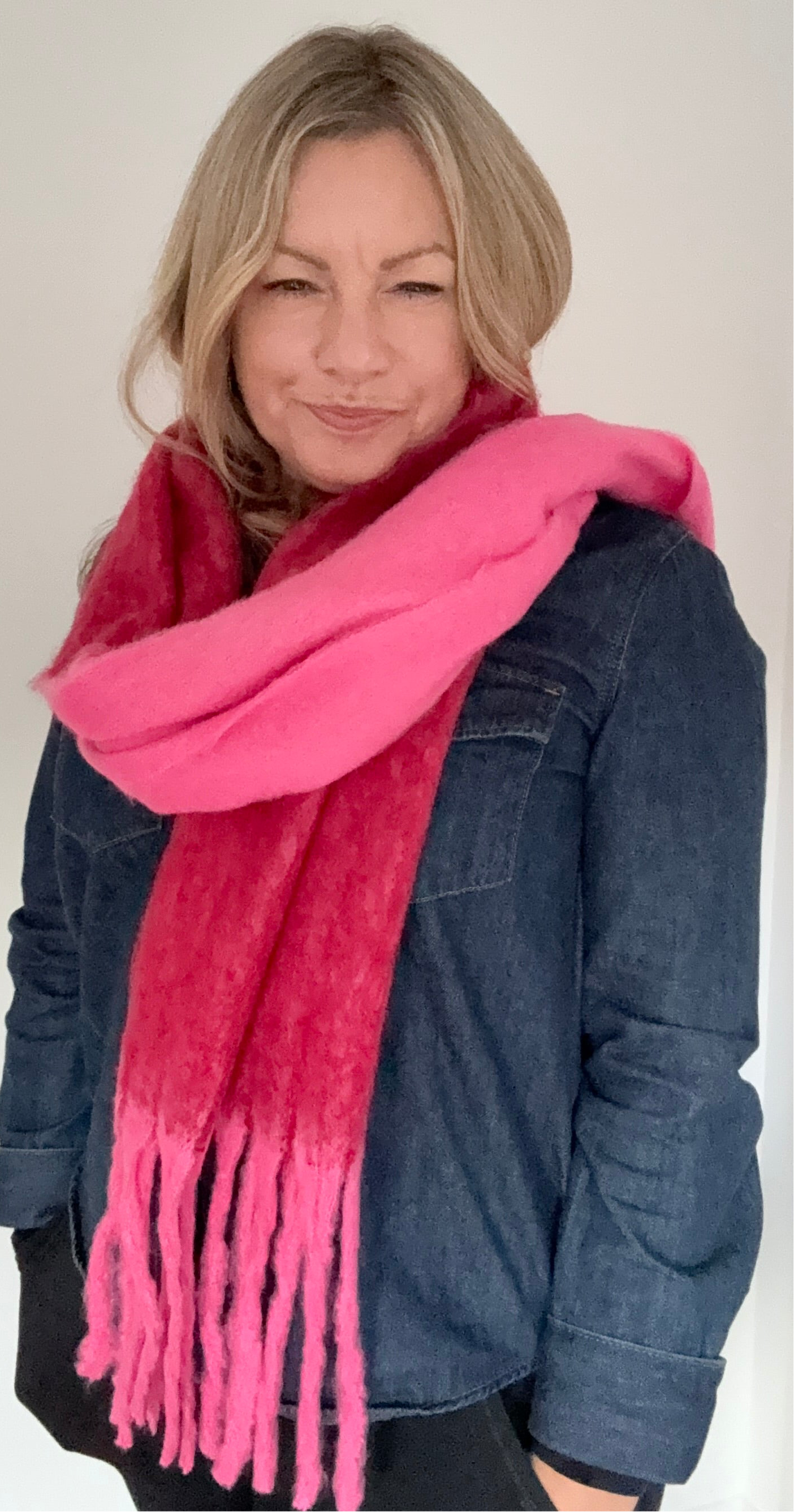 Tonal Pink Mix Fluffy Blanket Scarf