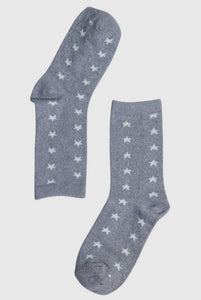 Silver Star Print Socks