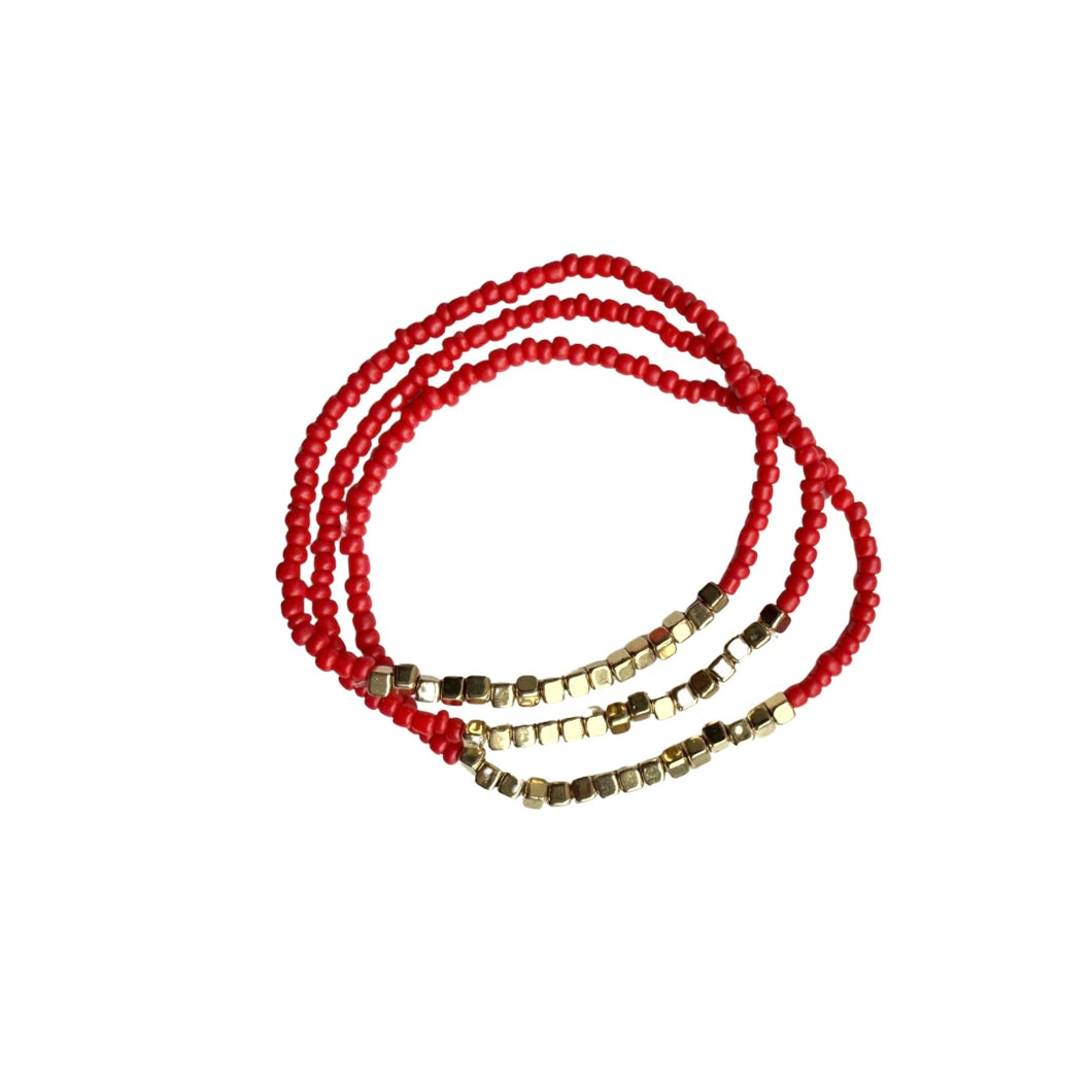 Red & Gold Beaded Bracelets