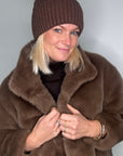 Brown Knitted Pom Pom Hat