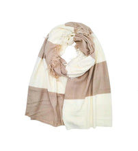 Afbeelding in Gallery-weergave laden, Cream &amp; Mocha Stripe Blanket Scarf
