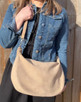 Stone Suede Large Crossbody Swing Bag