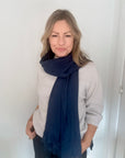Navy Plain Lightweight Scarf