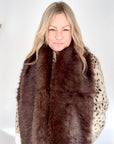 Dark Brown Faux Fur Wide Long Scarf/ Wrap