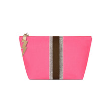 Load image into Gallery viewer, Bright Pink Glitter Stripe Small Clutch/ Make Up Bag
