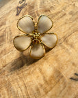 Beige & Gold Flower Adjustable Ring