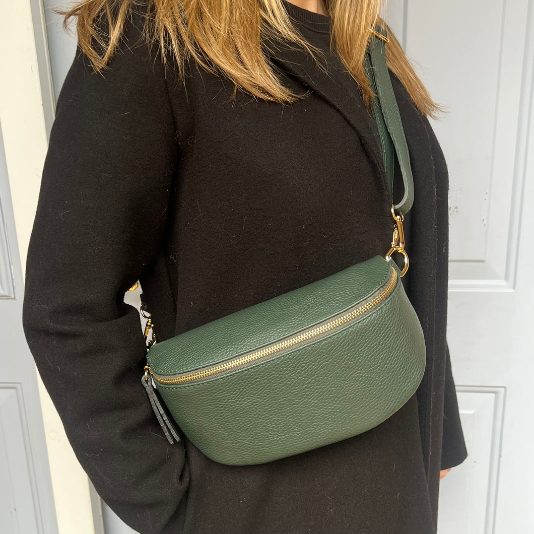 Large Dark Green Crossbody/ Waist Bag