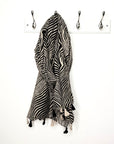 Black & Beige Zebra Print Tassel Scarf