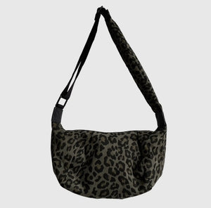 Khaki Leopard Print Large Crossbody Bum Bag