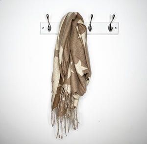 Taupe Reversible Star Scarf