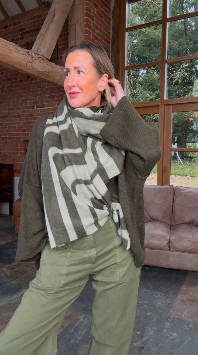 Khaki Mix Geometric Scarf