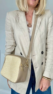 Pale Taupe & Straw Double Zip Bag