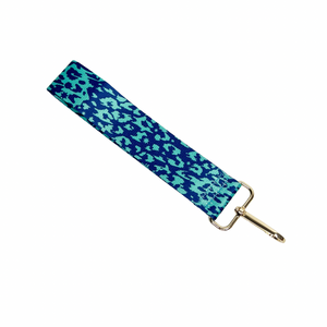 Blue & Green Animal Print Wrist Strap - Gold Hardware