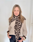 Taupe & Brown Animal Print Large Triangle Scarf
